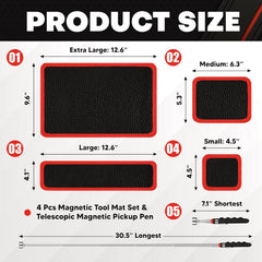 4-Piece Magnetic Tool Mat Set
