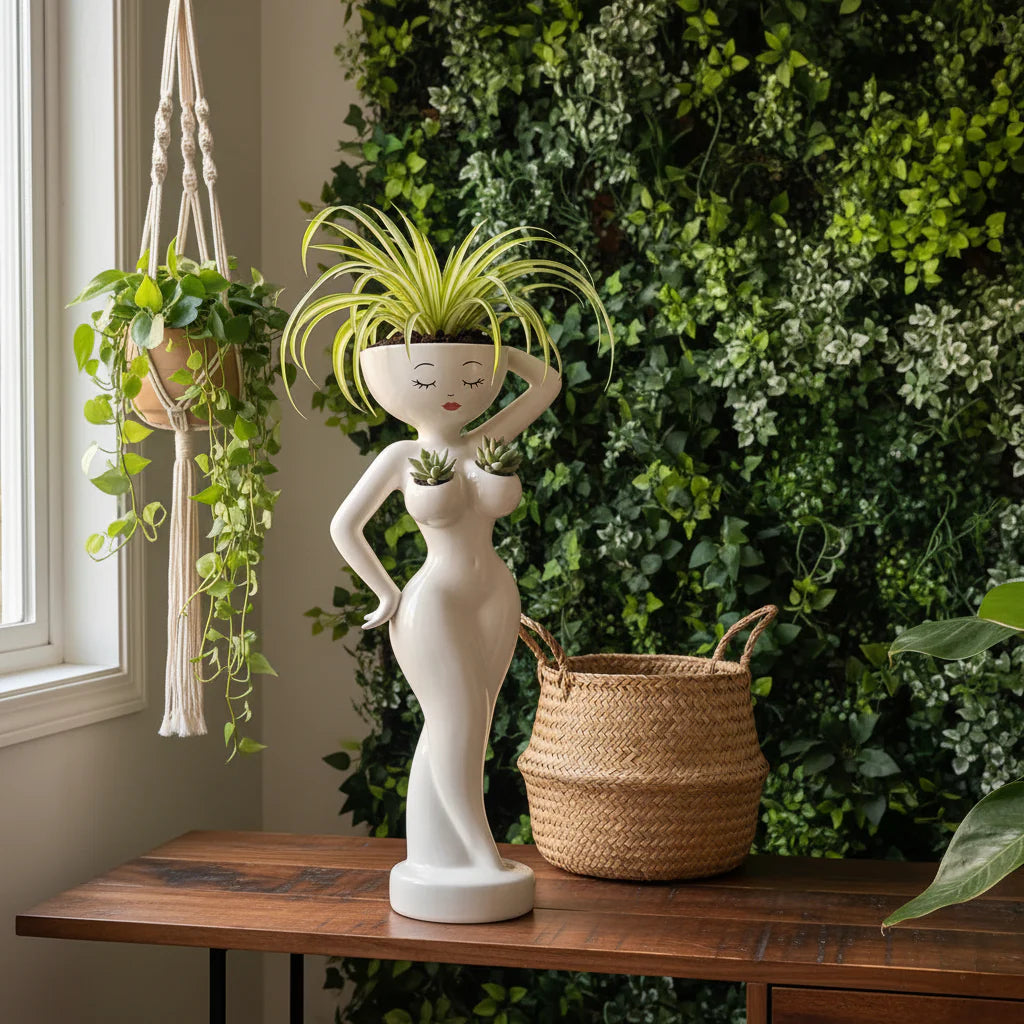 GraceBloom Ceramic Lady Planter